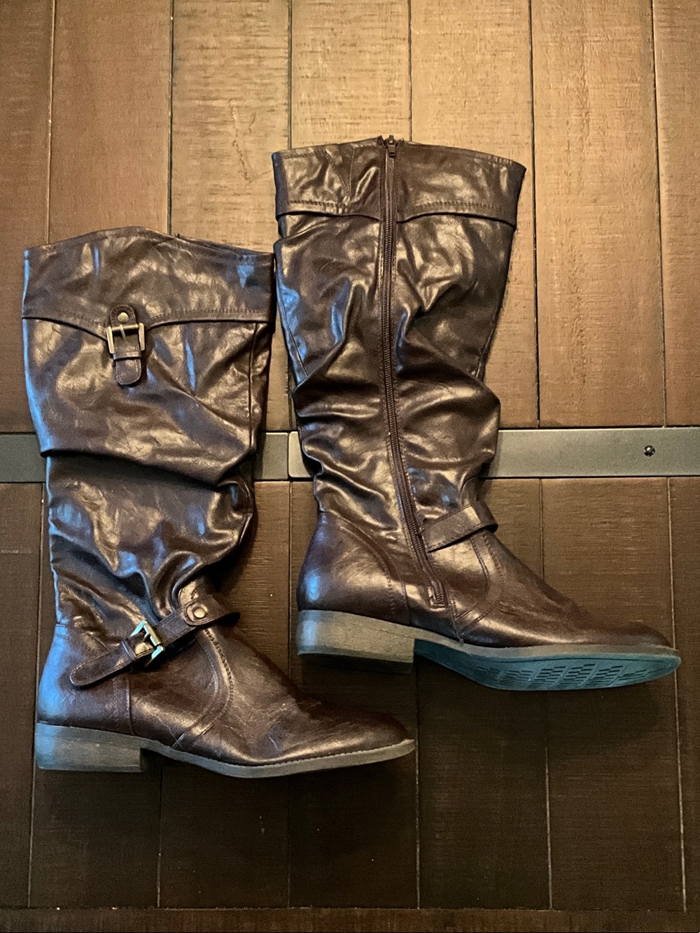 Route 66 Women's Dark Brown Slouch Mid-Calf Buckle Boots